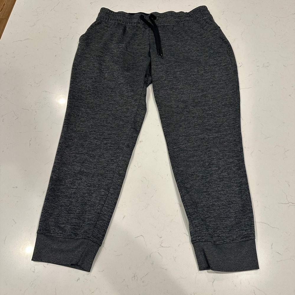 Adidas Mens Heathered Gray Fleece Joggers Athletic Pants Large RN 88387